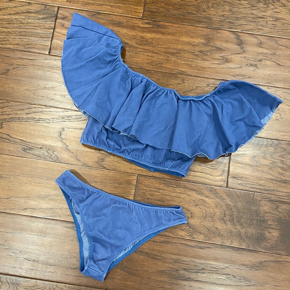 Knit denim 2pc bathing suit